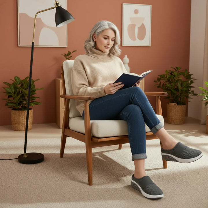 Dagelijkse schoenen dames: Lagoz Lily lichtgrijs, steunzool comfort