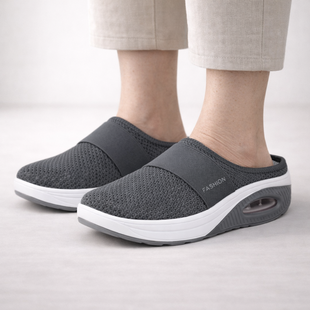 Ademende dames instappers, Lagoz Lily roze met comfortabele steunzool
