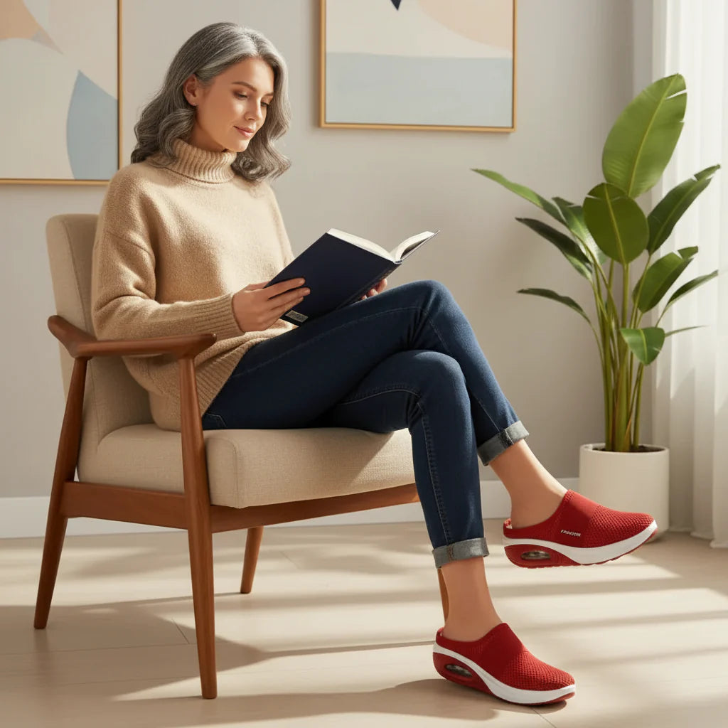 Comfort schoenen dames: Lagoz Lily lichtgrijs, ademende instappers