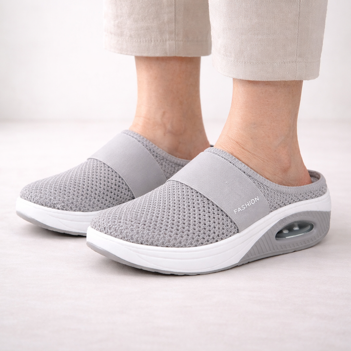 Dames instappers met steunzool Lagoz Lily, lichtgrijs design