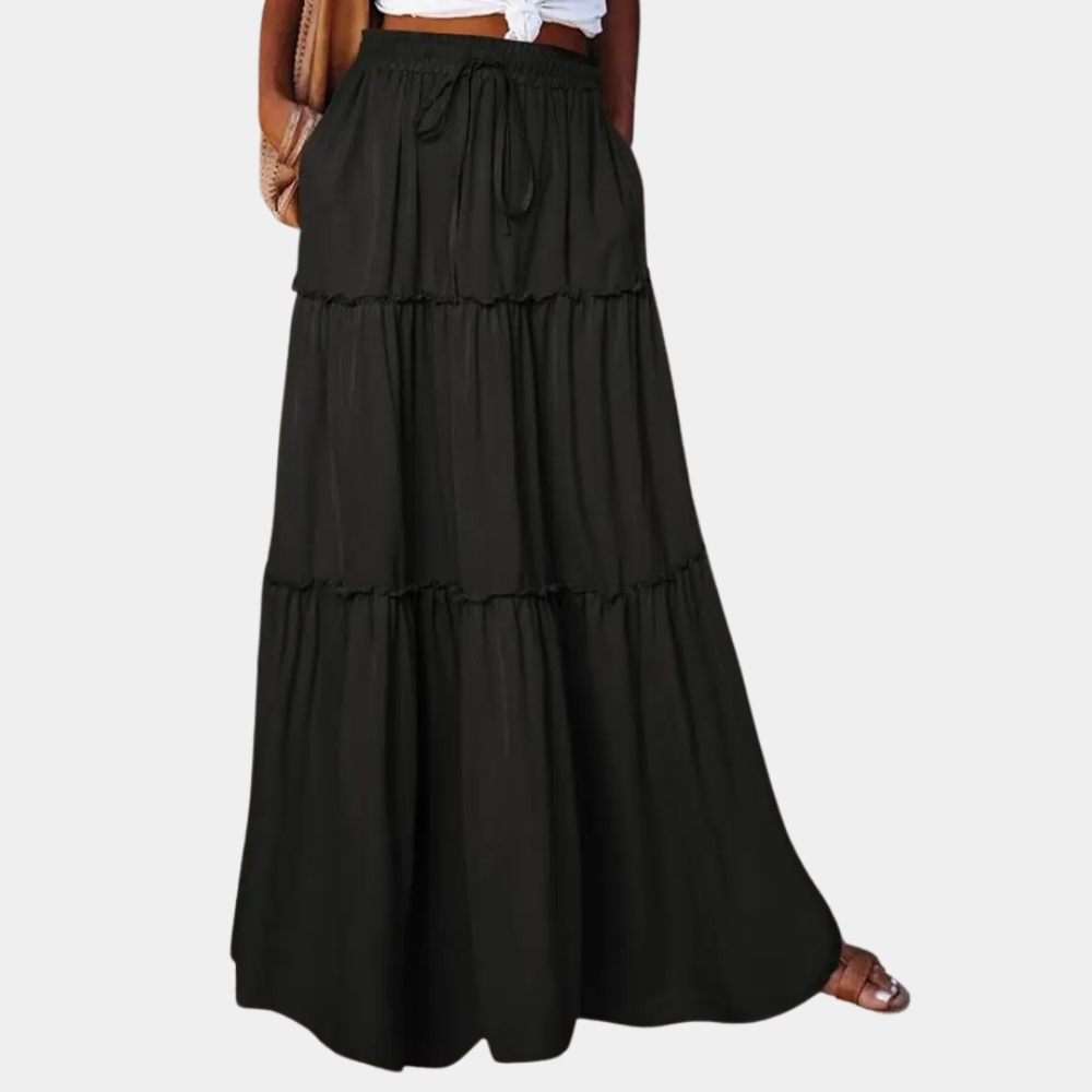 Lange bohemian rok voor dames, vloeiend en stijlvol. Perfect voor zomerse dagen, festivals of casual. Multicolor.