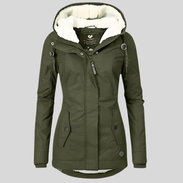 Stijlvolle dames winterjas, lang model, waterdicht en uitzonderlijk warm. Perfect voor een elegante winterlook.