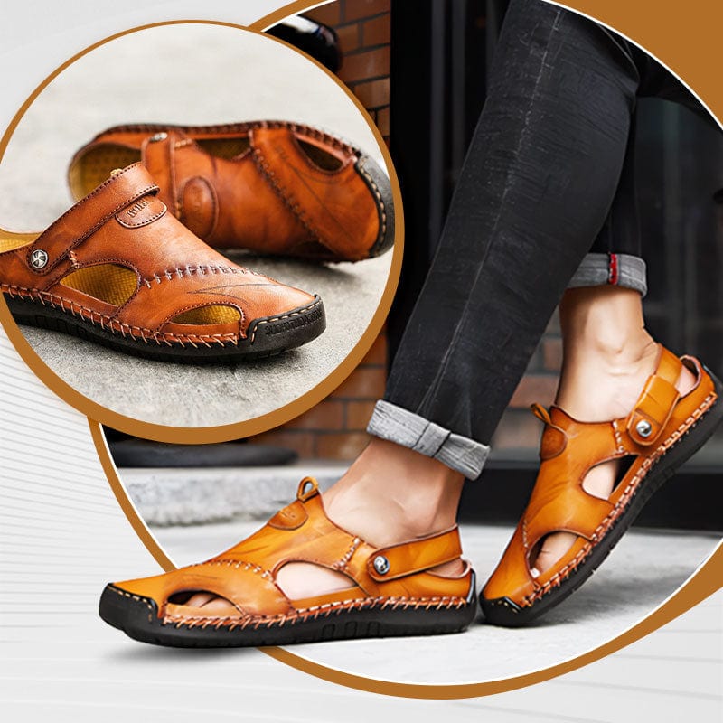 "Leren sandalen heren, tijdloze stijl en comfort, bruin leer, Romeins geïnspireerd, antislipzool, zomerschoeisel"