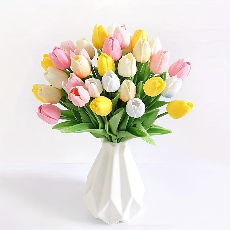 Levensechte kunst tulpen set van 15 voor sfeervolle interieurdecoratie.