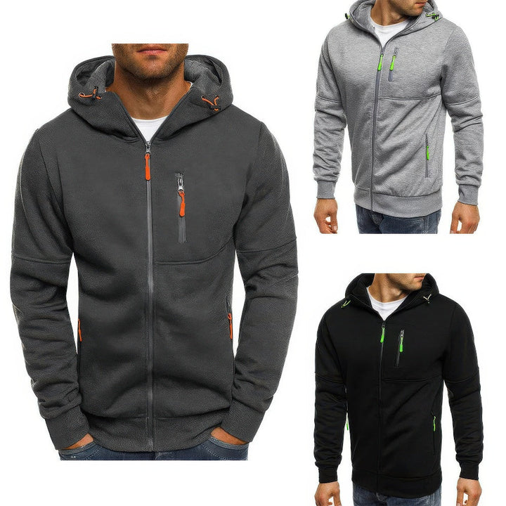 "Liam vest heren met capuchon in sportief jacquard, effen kleuren, ritssluiting en zakken, ideaal voor sport en casual dagen.