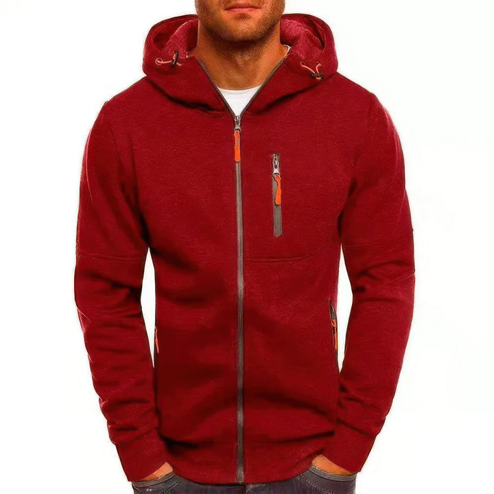 "Liam vest heren met capuchon in sportief jacquard, effen kleuren, ritssluiting en zakken, ideaal voor sport en casual dagen.