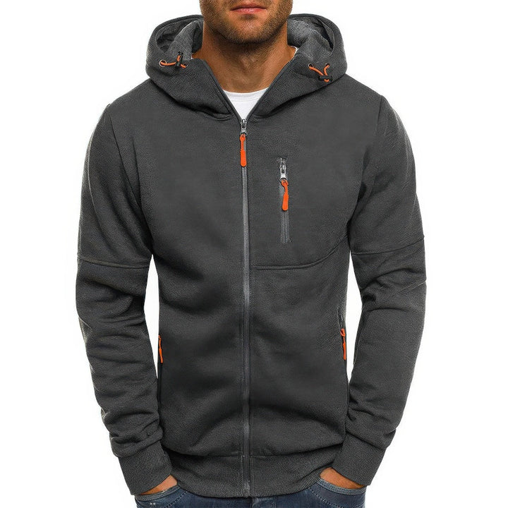 "Liam vest heren met capuchon in sportief jacquard, effen kleuren, ritssluiting en zakken, ideaal voor sport en casual dagen.