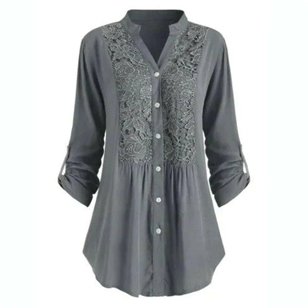 Zomerse damesblouse Noelle, comfortabel en stijlvol, met pofmouwen voor een modieuze look.
