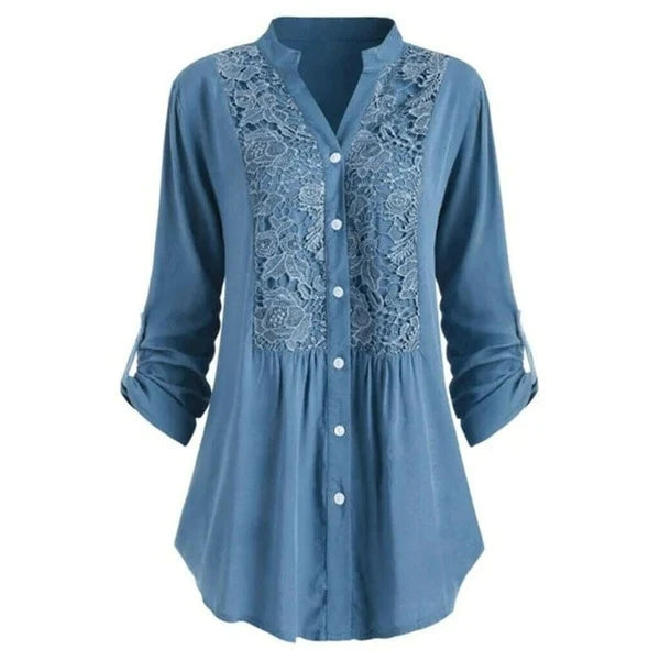 Modieuze damesblouse Noelle met royale pofmouwen en ruime pasvorm, perfect voor comfort.