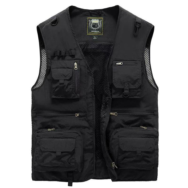 "Lichtgewicht ademend outdoorvest met meerdere zakken, ideaal voor wandelen en kamperen. Stijlvol en functioneel ontwerp."