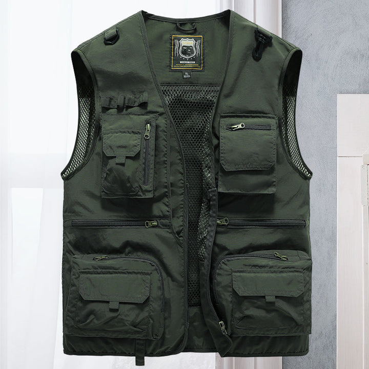 Praktische multi-pocket heren bodywarmer. Perfect visvest of wandelvest voor outdoor kleding in lente/herfst.