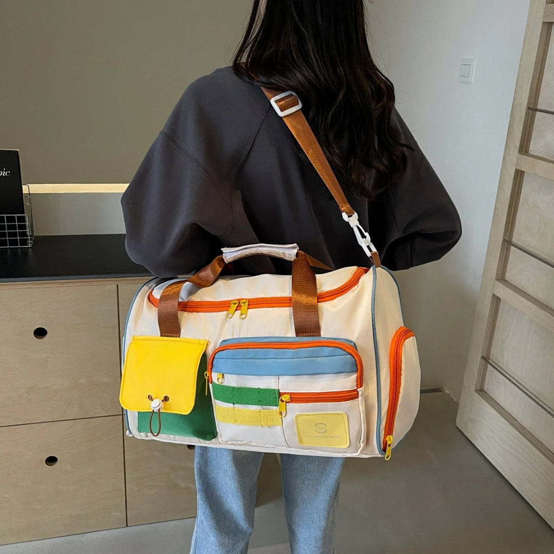 Veelzijdige FlexaBag sporttas/reistas van nylon met trendy kleurblokken, lichtgewicht en ruim.