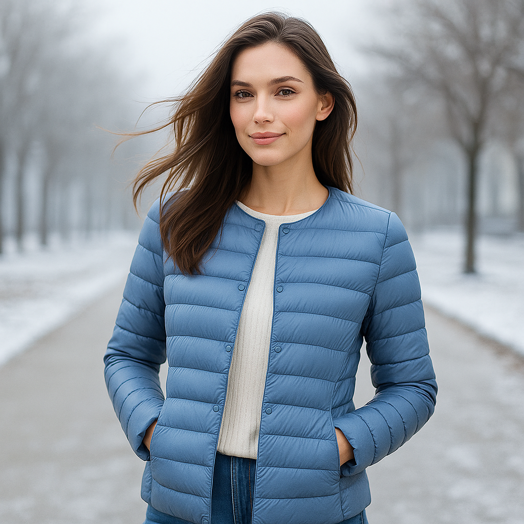 Stijlvol gewatteerd damesjack, warm genoeg als lichte winterjas of comfortabele herfstjas.