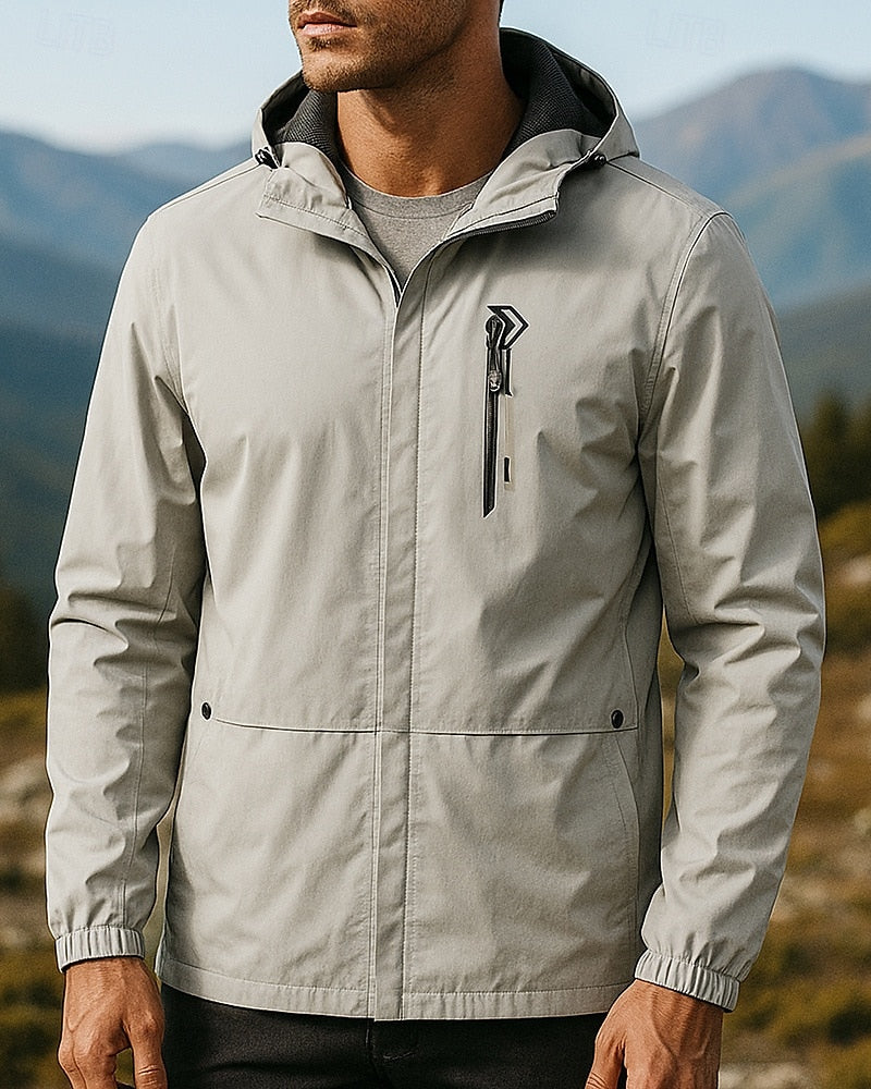 Stijlvol heren capuchonjack, winddicht en lichtgewicht, perfect als herfstjas of fietsjack voor outdoor sport.