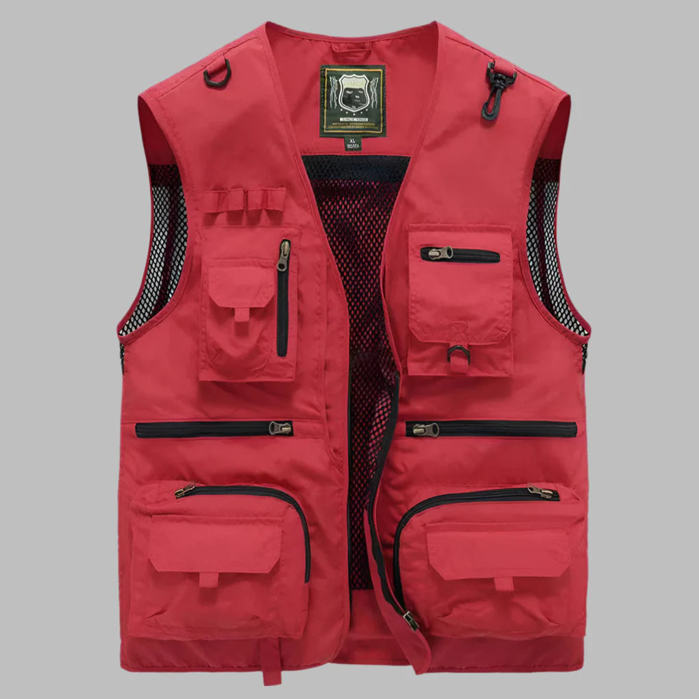 Lichtgewicht heren zomervest met diverse zakken, waterafstotend en comfortabel voor outdoor activiteiten.