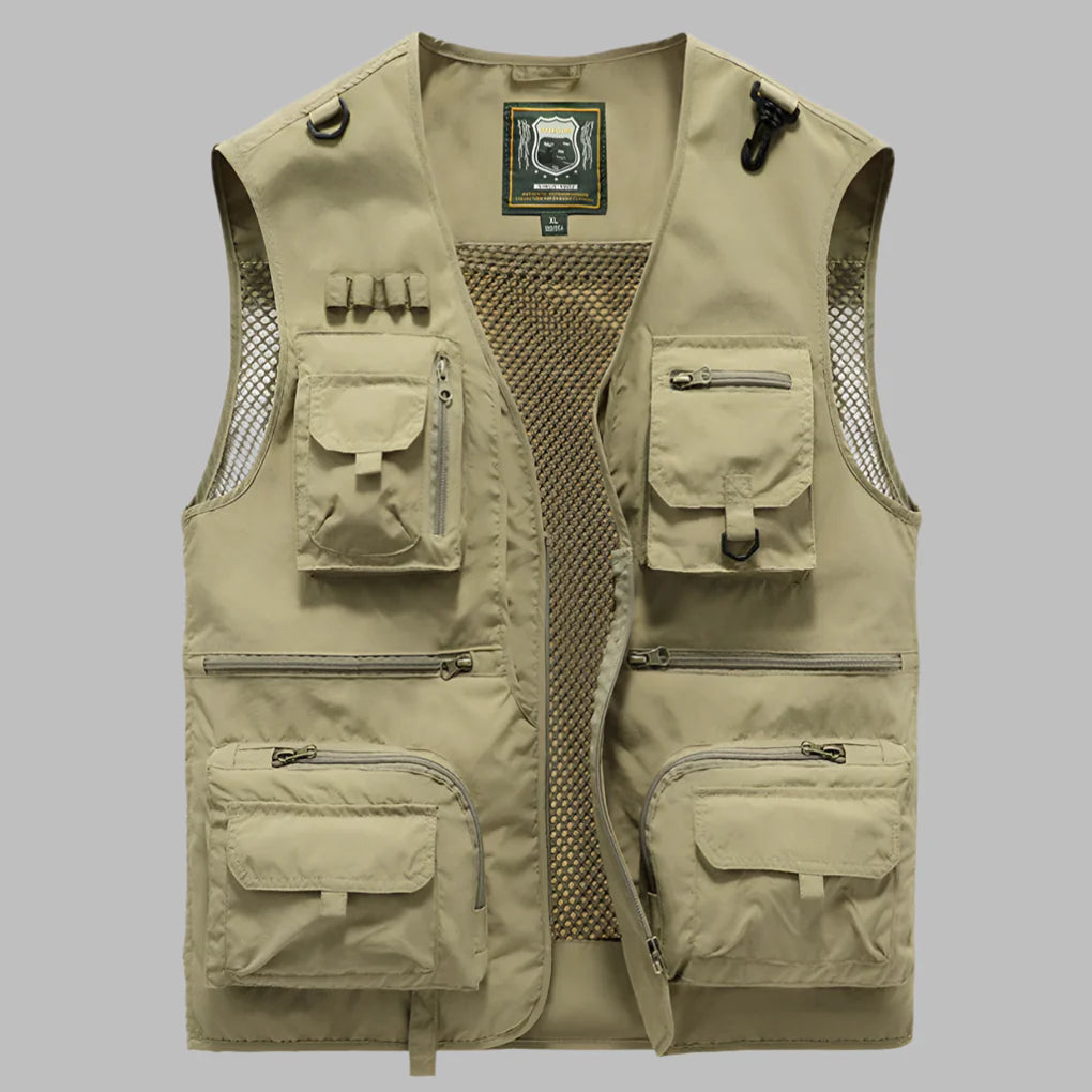 Waterafstotend heren utility vest, lichtgewicht met functionele zakken, perfect voor sportieve mannen.