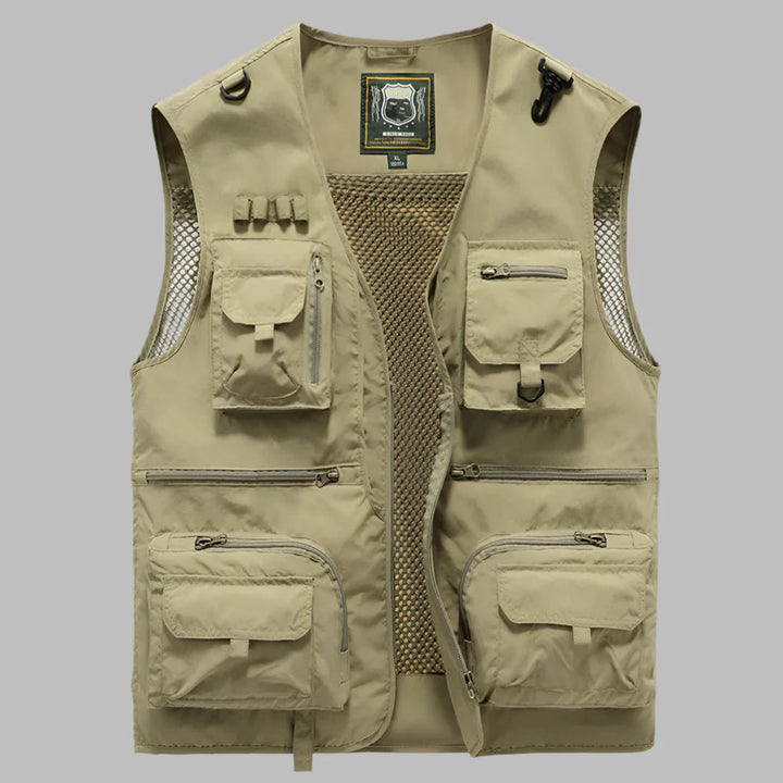 Waterafstotend heren utility vest, lichtgewicht met functionele zakken, perfect voor sportieve mannen.