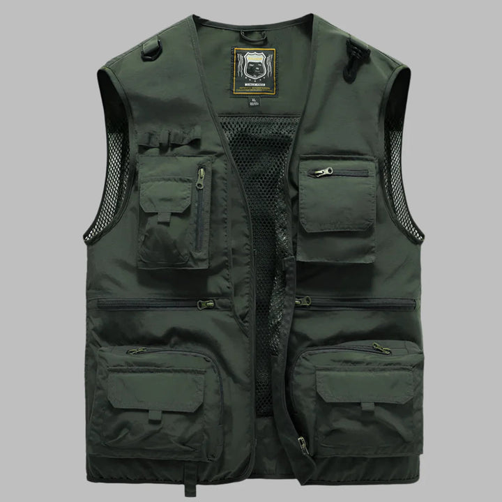 Comfortabel lichtgewicht heren zomervest, perfect voor wandelen of reizen, met handige zakken.