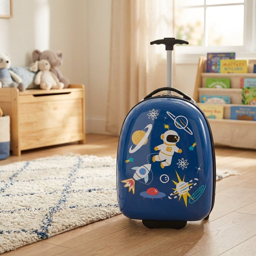 Lichtgewicht kinderkoffer met verstelbaar handvat. Ideale rolkoffer voor reizende kinderen en vakantiebagage.