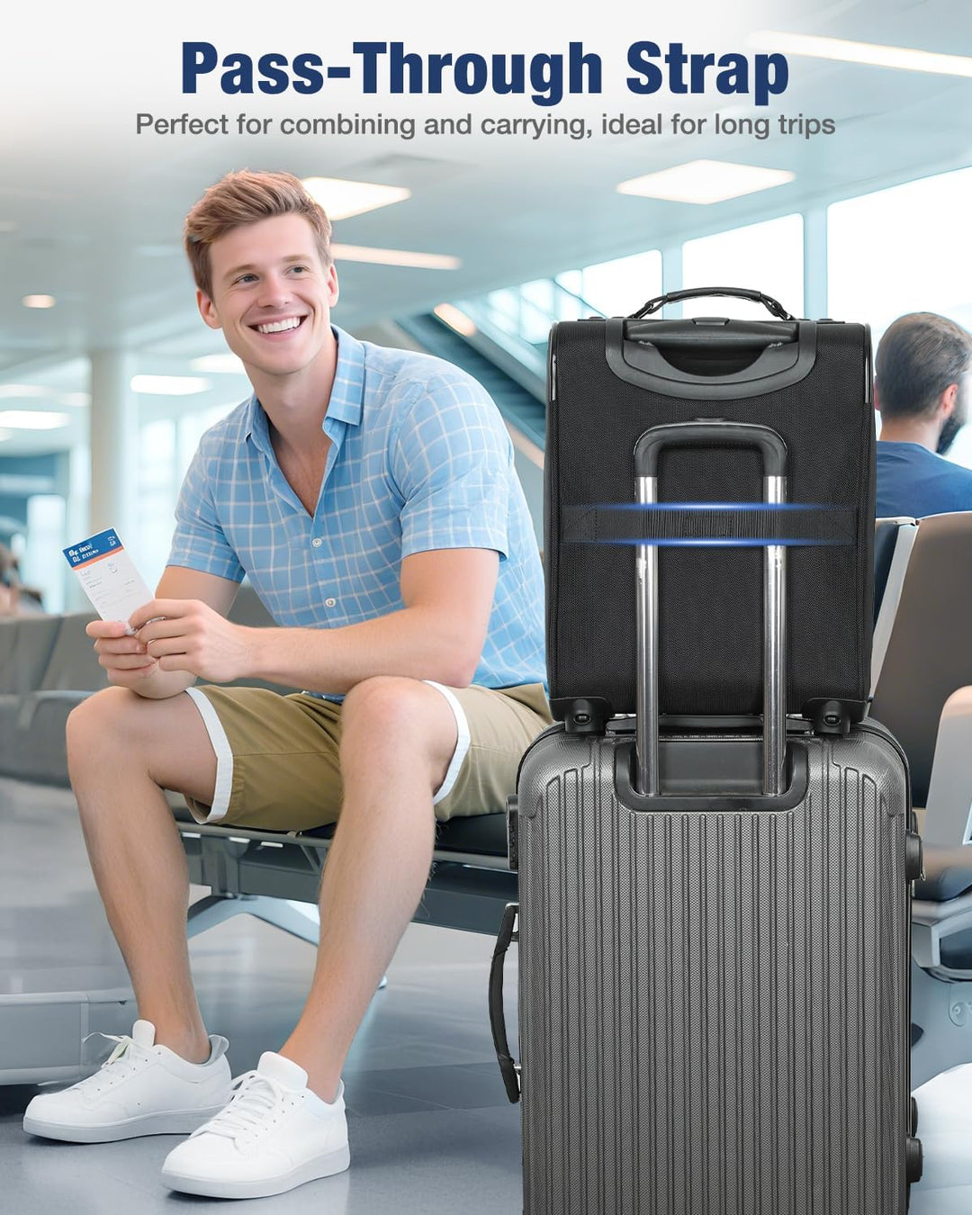 Handige uitbreidbare koffer voor handbagage met wieltjes, optimaliseer ruimte voor uw reisbenodigdheden.