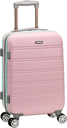 Duurzame hardcase handbagage koffer in Cotton Candy kleur, met stevige rits en spinnerwielen.