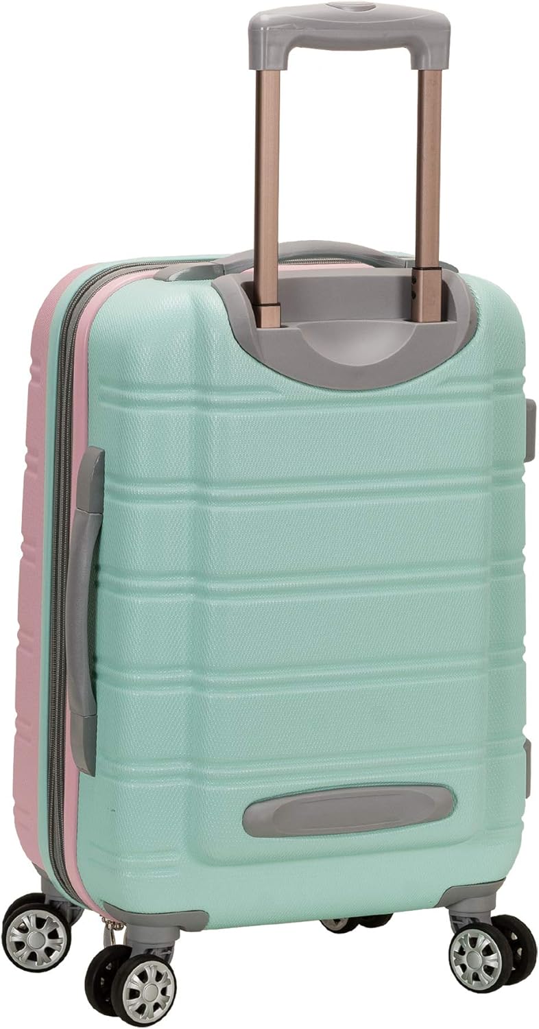 Unisex reiskoffer in Cotton Candy roze met dubbele spinnerwielen en uitbreidbaar design.