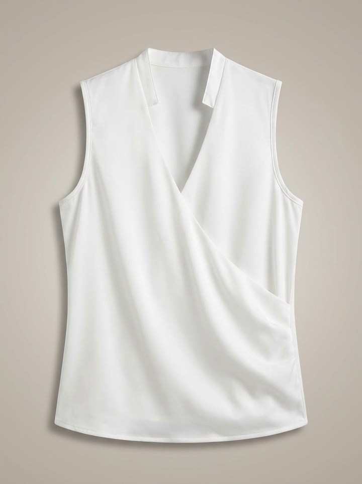 Elegant dames V-hals t-shirt met perfecte pasvorm, ideaal voor een luchtige en modieuze zomerse outfit.