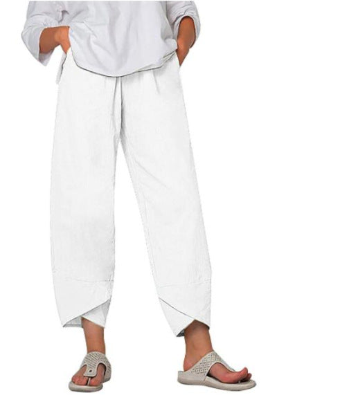 Comfortabele cropped damesbroek in diverse kleuren, met luchtige en losse pasvorm voor casual stijl.