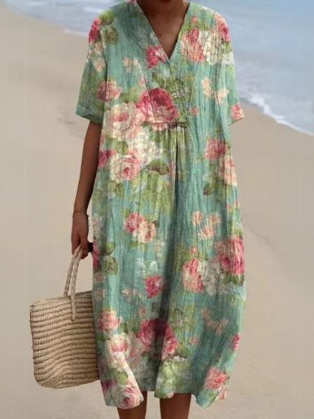 Damesjurk met bloemenprint, comfortabel en luchtig, ideaal voor warme zomerdagen.