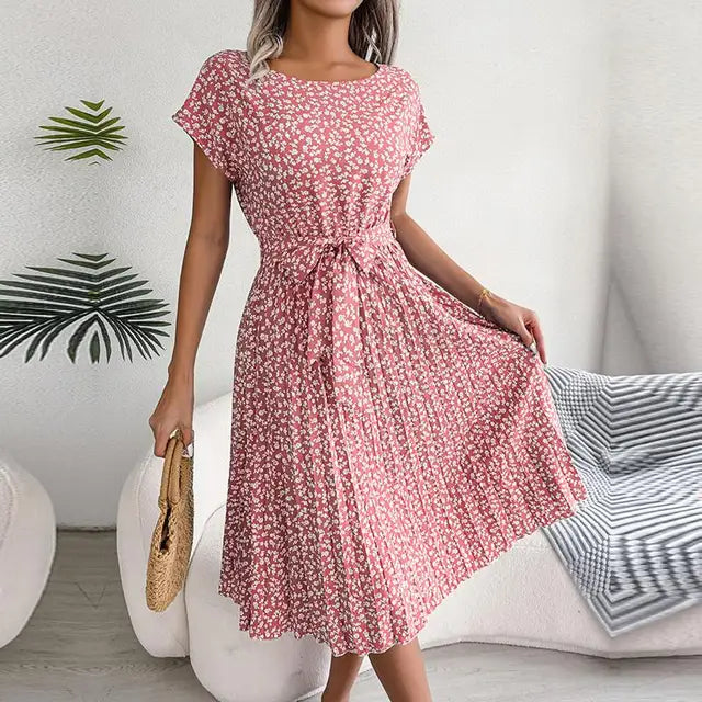 "Luchtige zomerjurk dames, elegante pasvorm, levendige kleuren, veelzijdig voor zomerse gelegenheden, vrouwelijk ontwerp."