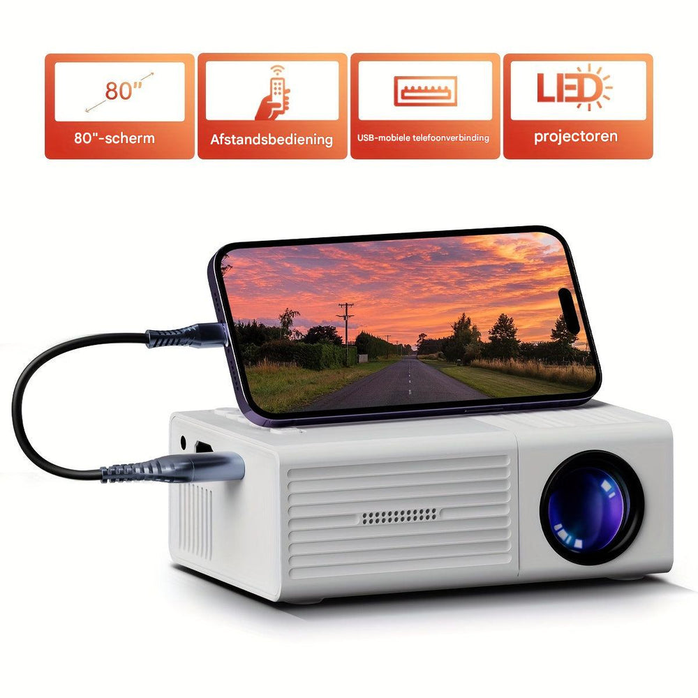 Compacte LumoBeam miniprojector voor films en entertainment. Neem deze draagbare beamer overal mee naartoe.