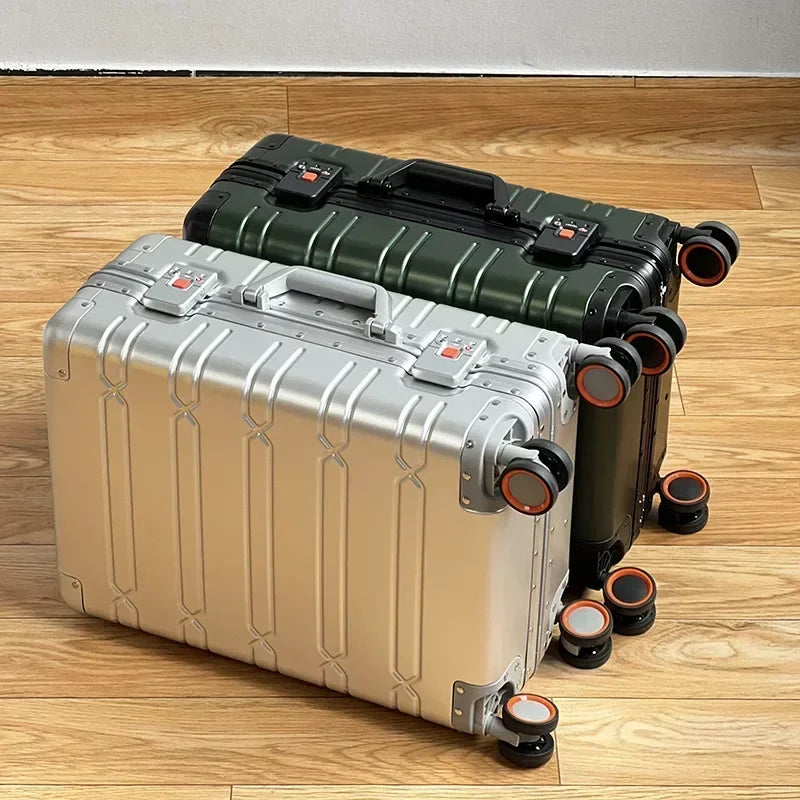 Stijlvolle aluminium-magnesium reiskoffer Oslo met TSA-slot en soepele 360° spinnerwielen.