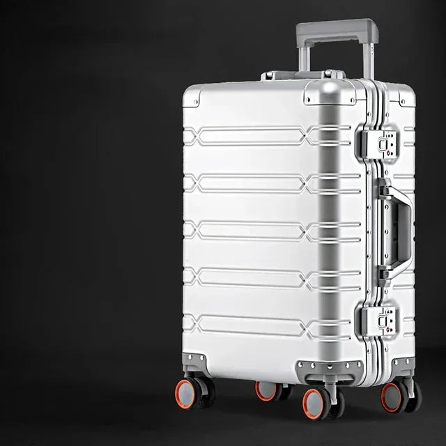 Glanzende aluminium-magnesium reiskoffer Oslo, de ultieme harde koffer voor duurzaam reizen.
