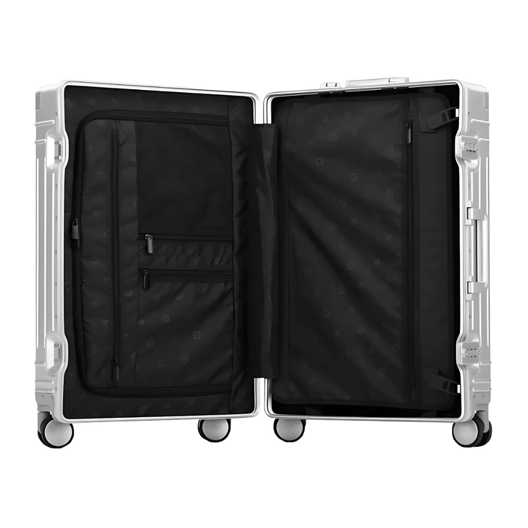 Premium aluminium handbagage koffer (zilver) met TSA slot, ideaal voor luxe en veilige korte trips.