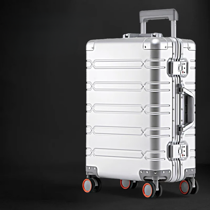 Robuuste aluminium-magnesium zakelijke koffer, met stijlvol design en ruime opslag voor al uw reisbenodigdheden.