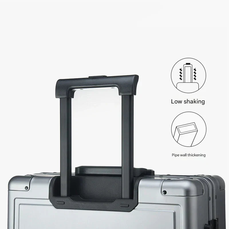 Pristina: een luxe, duurzame aluminium reiskoffer met hardshell en TSA slot. Ideale reisbagage.