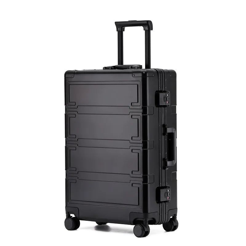 Zijaanzicht van de duurzame aluminium reiskoffer Pristina. Sterke hardshell voor uw reis.