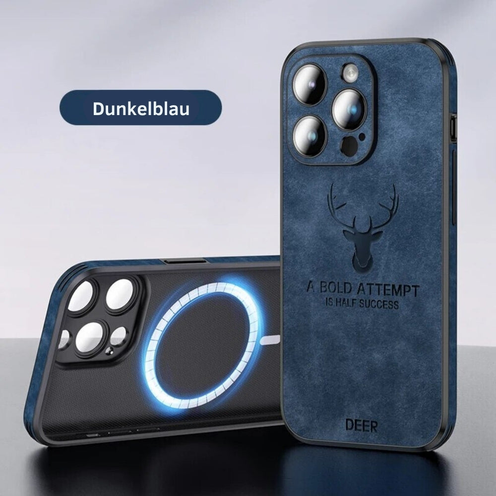 Groen leren iPhone hoesje, robuuste bescherming met een premium look.