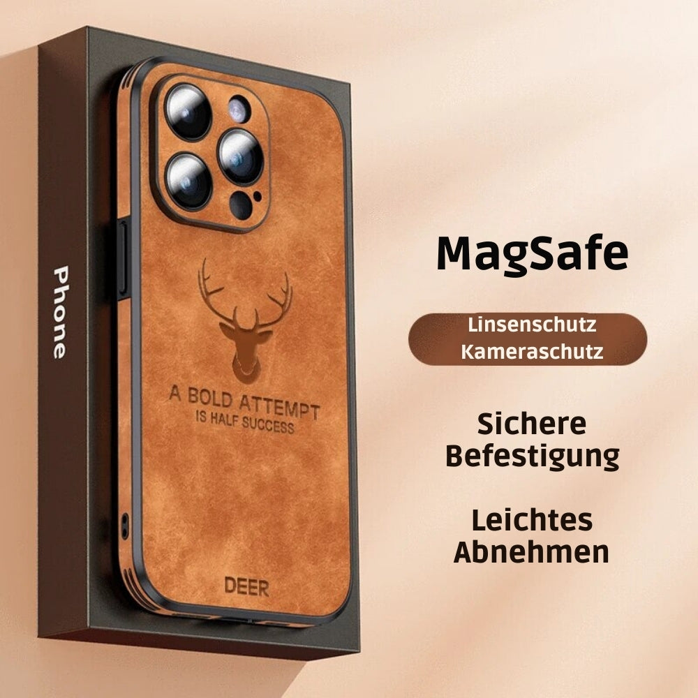 Bruin leren iPhone hoesje, slank design, maar toch zeer schokbestendig.