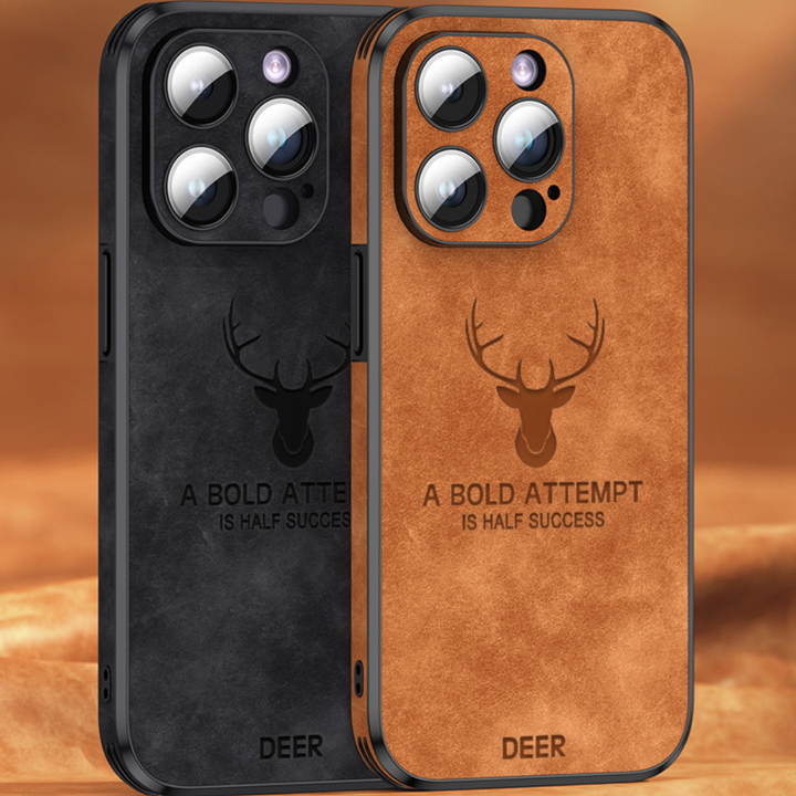 Modern blauw leren iPhone hoesje, duurzaam en functioneel voor bescherming.