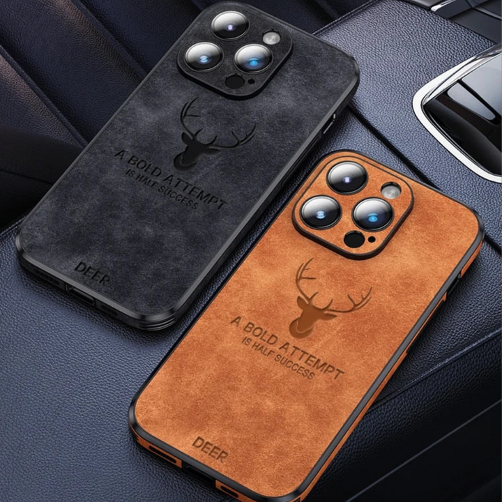 Zwart leren hoesje, perfecte pasvorm, schokbestendigheid voor de iPhone.