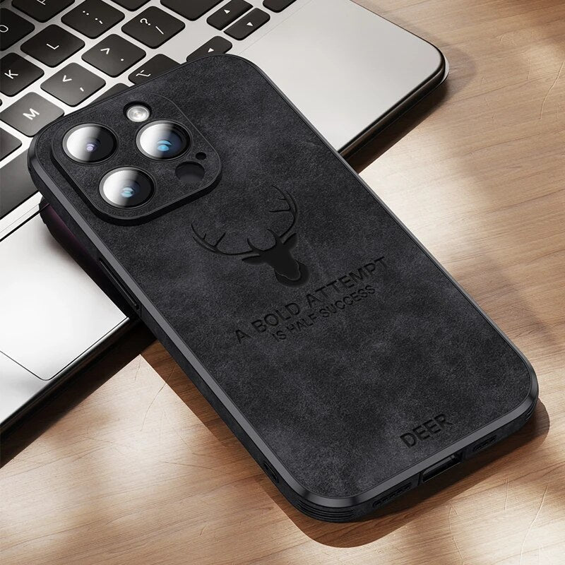 Groen leren iPhone hoesje, hoogwaardige materialen, stijlvolle schokbescherming.