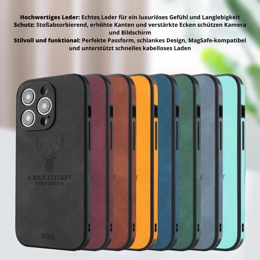 Zwart leren iPhone hoesje, premium bescherming die niet inboet aan stijl.