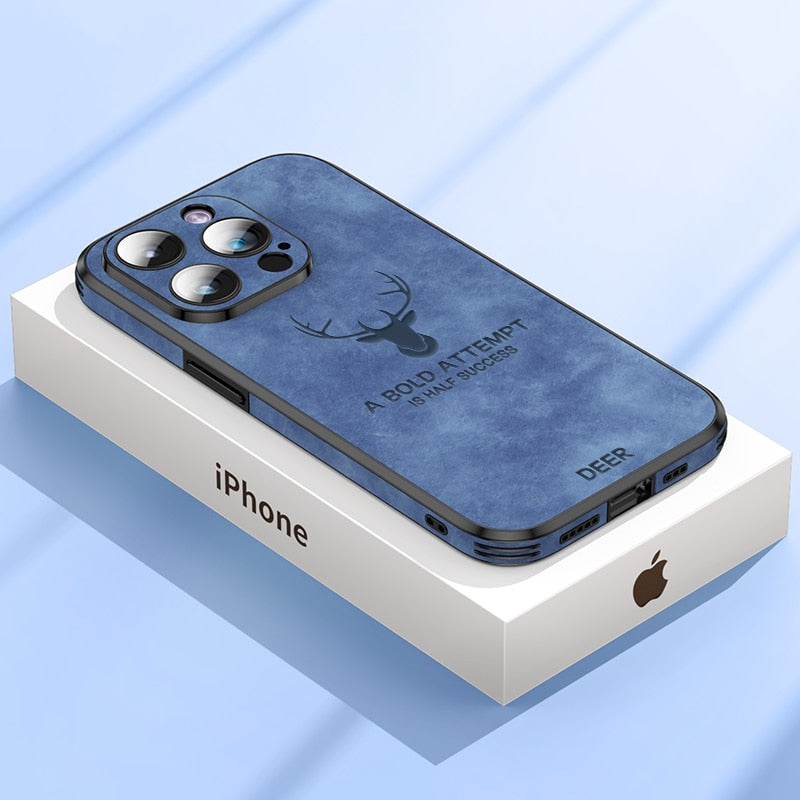Groen leren iPhone accessoire, schokbestendig en stijlvol design.