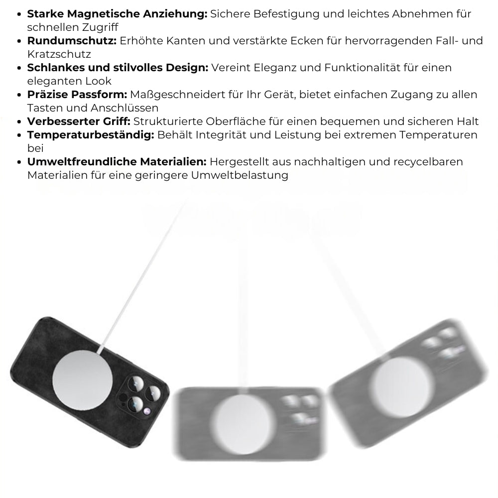 Blauw leren iPhone bescherming, elegantie ontmoet robuuste schokbestendigheid.