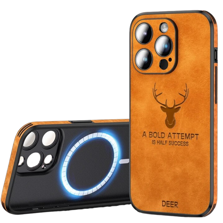 Groen leren telefoonhoesje, premium kwaliteit, stijlvolle bescherming voor iPhone.