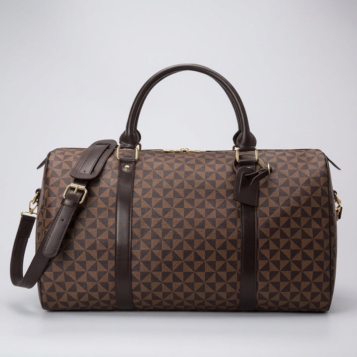 Elegante uniseks luxe weekendtas van Urbanrove in beige. Perfect voor stijlvol reizen of weekendtrips.