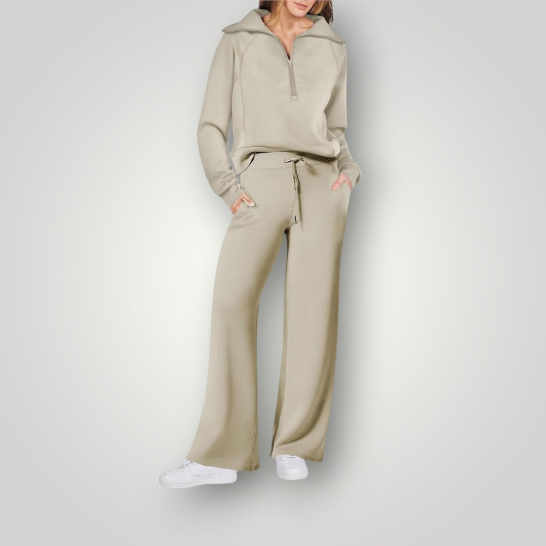 Stijlvolle dames loungewear set, veelzijdig als casual outfit of relaxkleding. Modern en comfortabel.