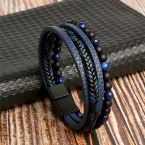 Complete heren armbandenset voor mannen, diverse stijlen waaronder gevlochten, bruin en zwart, tijdloze look.