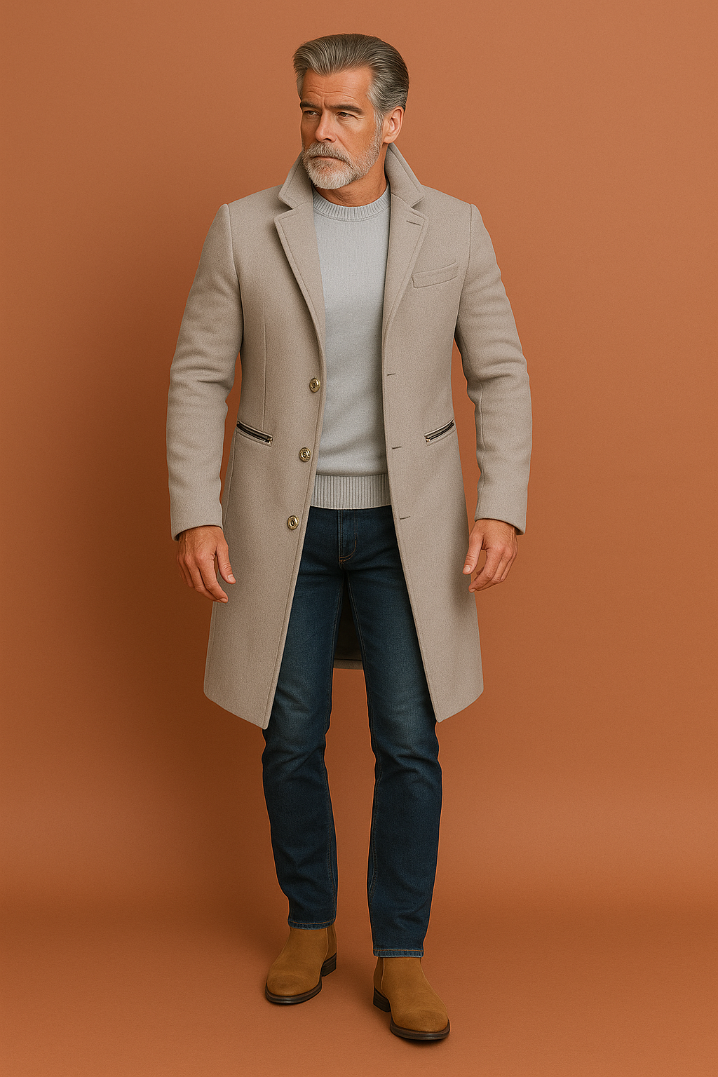 Luxe heren trenchcoat, tijdloos design voor herfst & winter. Elegante bovenkleding voor een stijlvolle look.